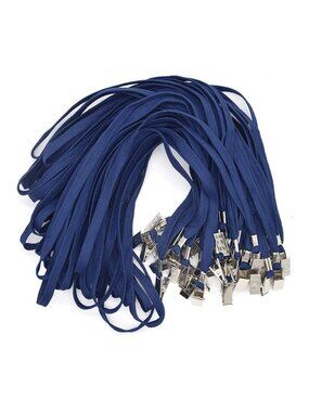 Navy Blue Lanyards 100 Pack Bulk Badge Clip Neck Flat Lanyard Bulldog